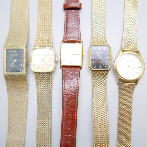 935 - Five gentleman's wristwatches, two Sekonda, Rotary, Seiko and Gillex