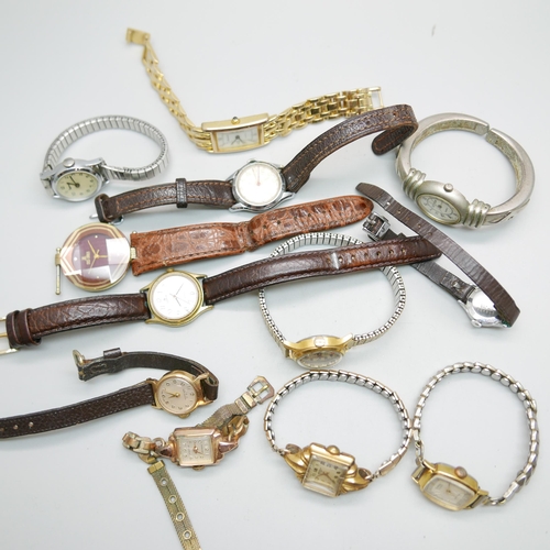 942 - Watches; twelve vintage lady's wristwatches, including Chalet, Oris, Camy, etc.