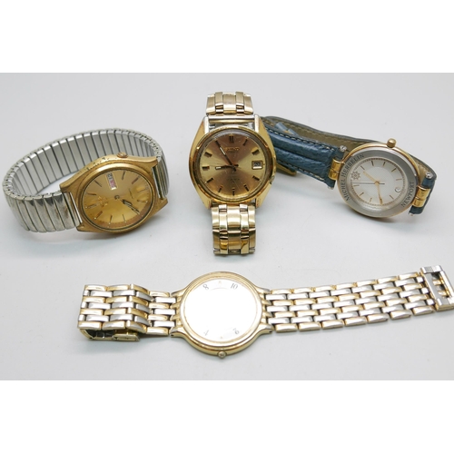 945 - Two gentleman's Seiko automatic wristwatches, a gentlemen's Seiko quartz watch and a Michel Herbelin... 