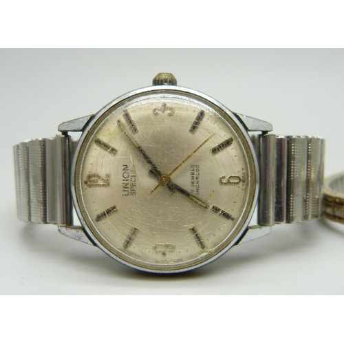 972 - A gentleman's Union Special wristwatch and a lady's Omega wristwatch