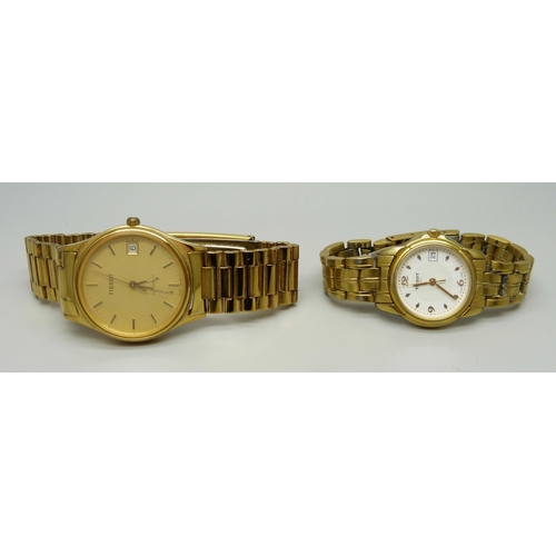 986 - Lady's and gentleman's Tissot wristwatches, (2)