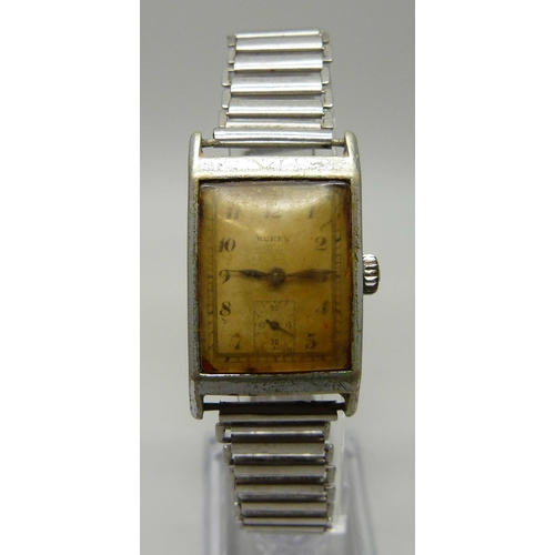 995 - A gentleman's Buren Art Deco rectangular 1930s steel wristwatch