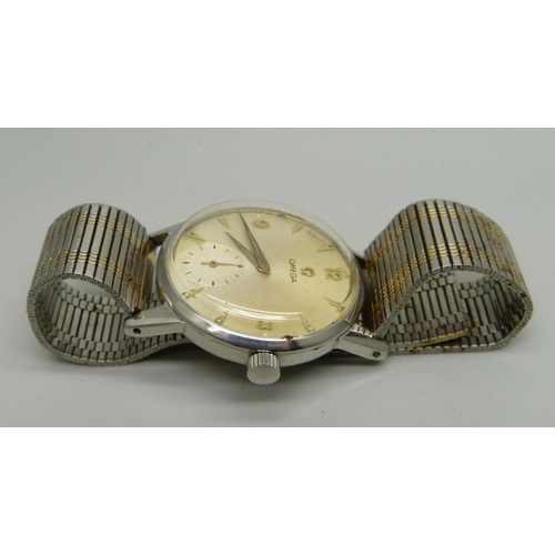 997 - A gentleman's Omega wristwatch with subsidiary second hand, the case back bears inscription dated 19... 