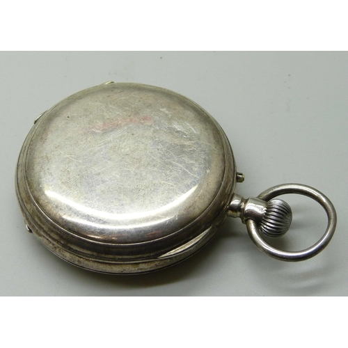 999 - A silver cased pocket watch, the case hallmarked Birmingham 1884