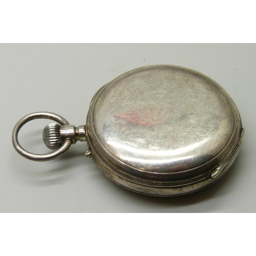 999 - A silver cased pocket watch, the case hallmarked Birmingham 1884