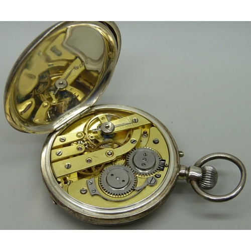 999 - A silver cased pocket watch, the case hallmarked Birmingham 1884