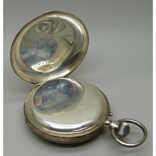 999 - A silver cased pocket watch, the case hallmarked Birmingham 1884