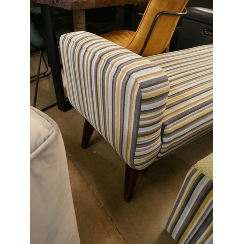 1308 - A Pinstripe fabric window seat and footstool