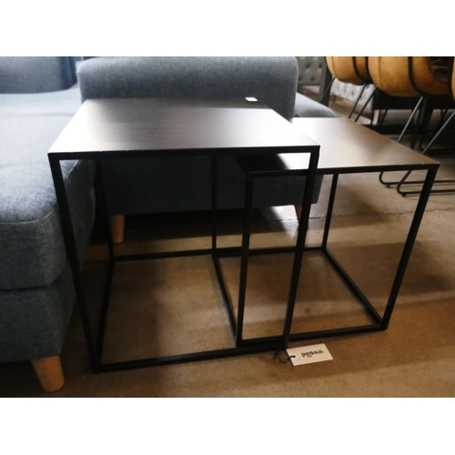 1342 - A black metal nest of two tables