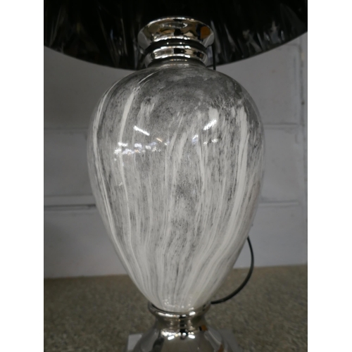 1405 - A black marble effect urn table lamp with black shade, H 77cms (LT057L42)   #