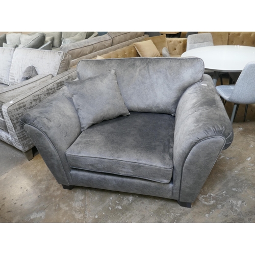 1422 - A grey velvet love seat