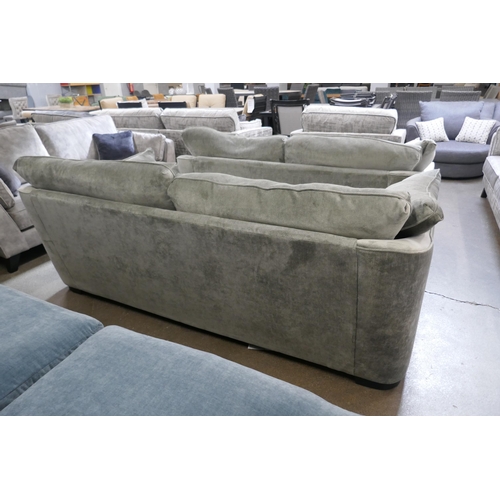 1449B - A Barker & Stonehouse pewter velvet three seater and two seater sofa RRP £2428