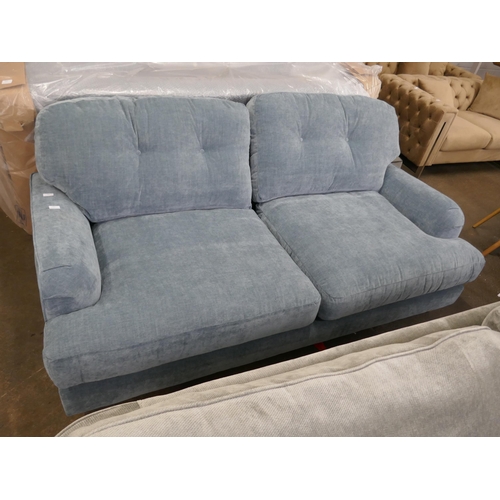 1464 - A steel blue velvet three seater sofa RRP £949