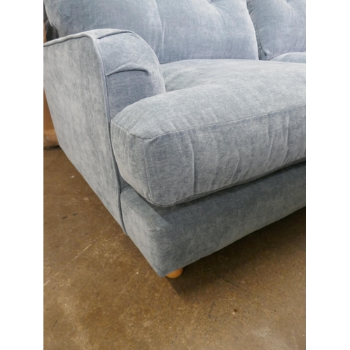 1464 - A steel blue velvet three seater sofa RRP £949