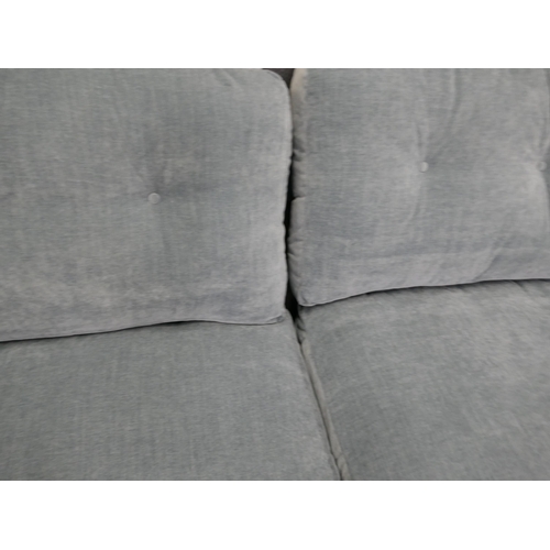 1464 - A steel blue velvet three seater sofa RRP £949