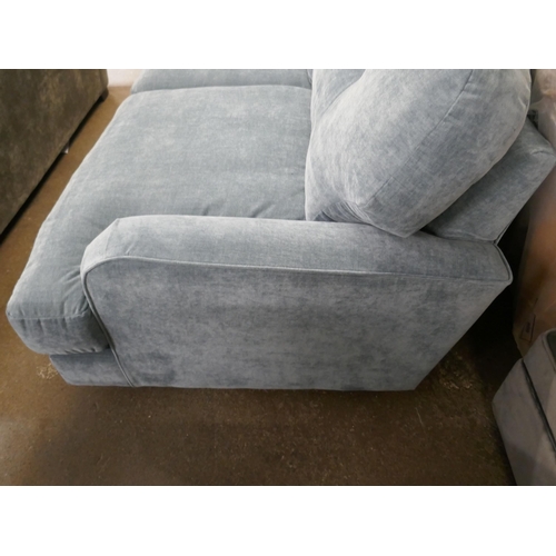 1464 - A steel blue velvet three seater sofa RRP £949