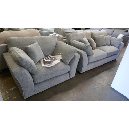 1471 - A Selsey grey upholstered three seater sofa and love seat RRP £1698