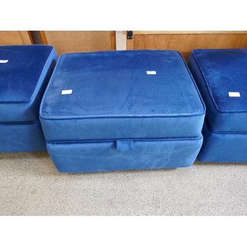 1489 - A Hoxton blue velvet footstool RRP £219