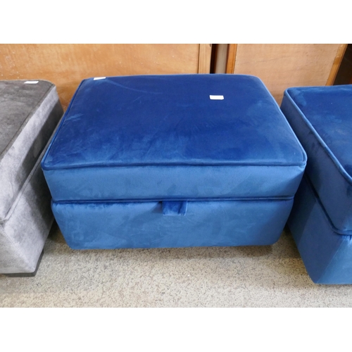 1490 - A Hoxton blue velvet footstool RRP £219