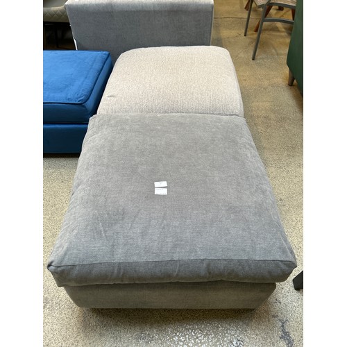 1522A - Two grey upholstered footstools