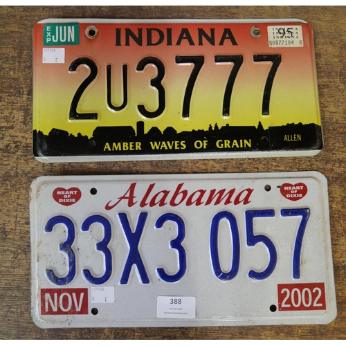 355 - Two American license plates, Alabama and Indiana