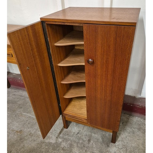 18 - A teak two door record cabinet