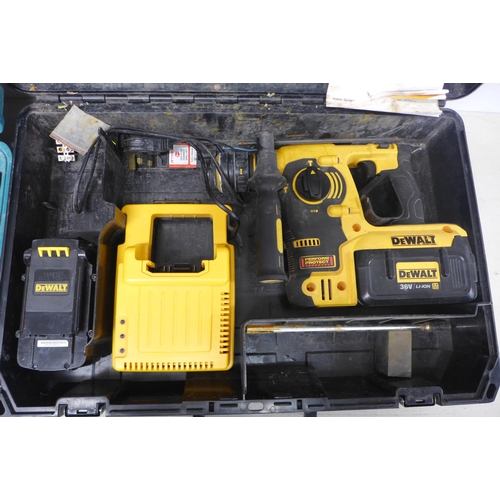 2006 - A Makita 8391D 18v cordless power drill with battery and battery charger and a Dewalt DCH364 36v Li-... 