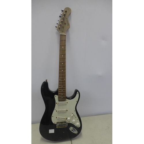 2052 - An Elevation Strat style electric guitar and a Johnson ¾ size Strat style electric guitar