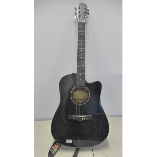 2054 - A Fender DG-5CEBLK single cut away black acoustic guitar and a Tanglewood Indiana Glastonbury acoust... 