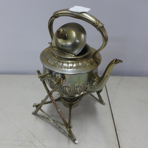 2061 - A chrome companion set and a decorative teapot