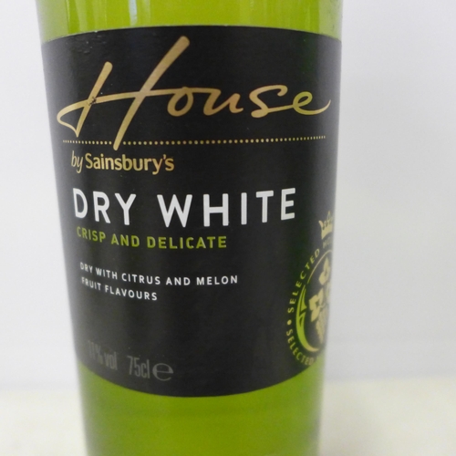 2070 - Five bottles of assorted white wine including Sainsburys House Sauvignon Blanc and dry white wine