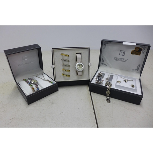 2085 - 3 Watch gift sets including Philip Mercier, Time Design and QBOS