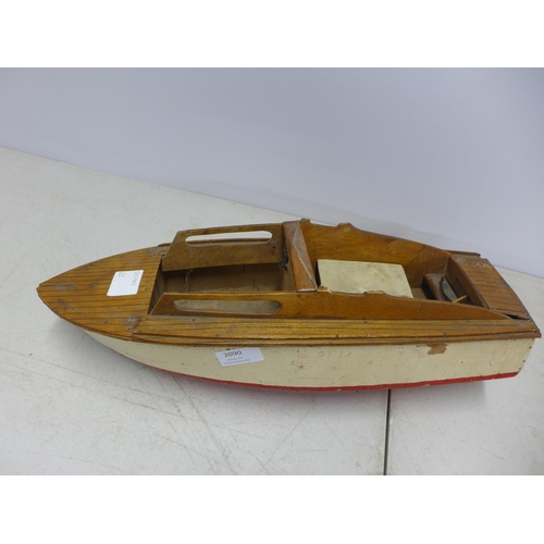 2090 - A wooden model boat