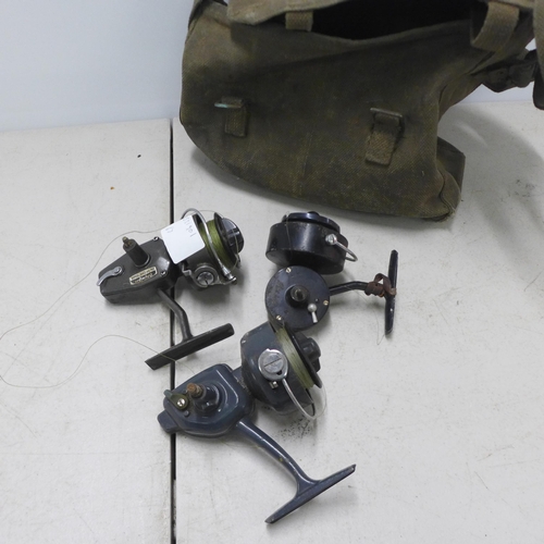 2093 - Three vintage fishing reels including Mitchell, Noris and Olympic