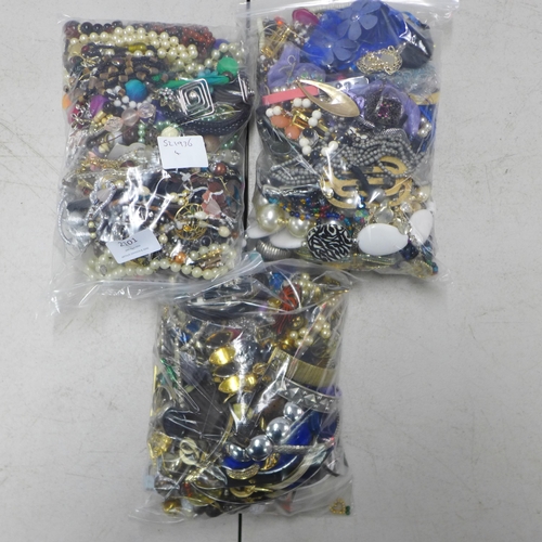 2101 - 3 Bags of costume jewellery