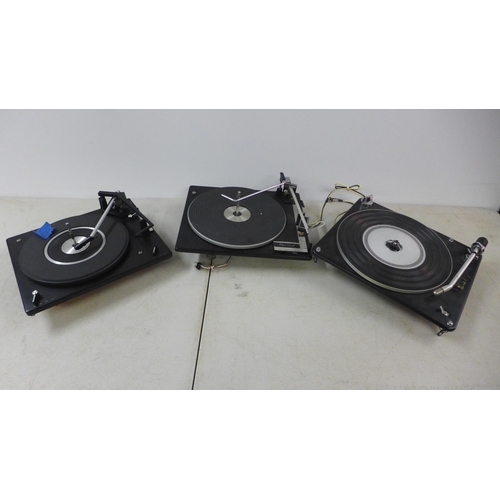 2113 - Three unmounted turntables including Garrard 6300, a Glenburn MS10024/19 and one Prem West German