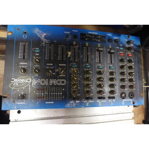 2114 - A Korg KM-402 Dynamic D J mixer, an American Legacy LA2060 2-channel Bridgeable Mosfet amplifier and... 