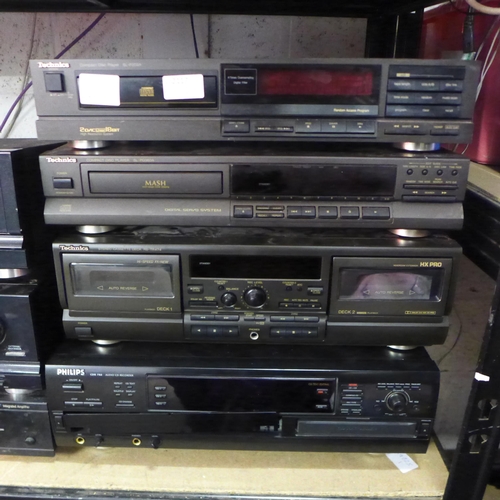 2117 - Technics stereo equipment including an SL-P202A compact disc player, an SL-PG360A compact disc playe... 