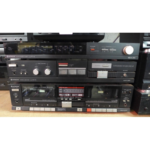 2119 - Stereo equipment including a Denon RCD-M39DAB CD receiver, a Hitachi FT-12 AM/FM stereo tuner, a Hit... 