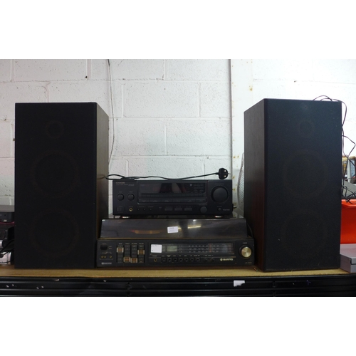 2123 - Stereo equipment including a Sanyo JXT 4406KL stereo music centre, a Kenwood KR-V6060 audio-video st... 