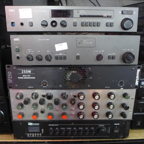 2128 - Stereo equipment including a Nad 7020E stereo receiver, a Nad 3130 stereo amplifier, a Soundlab SP25... 