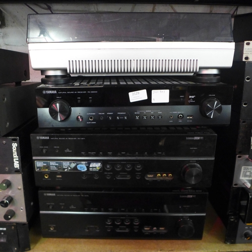 2129 - Yamaha stereo equipment including an RX-S6000 Natural Sound AV receiver, an RX-V671 Natural Sound AV... 