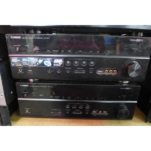 2129 - Yamaha stereo equipment including an RX-S6000 Natural Sound AV receiver, an RX-V671 Natural Sound AV... 