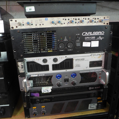 2130 - A quantity of stereo equipment including a Monacor Professional Series MPX-6500 stereomixer, a Furma... 