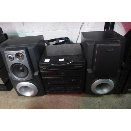 2131 - Aiwa stereo equipment including a PX-ESS automatic turntable system, a three band quartz synthesized... 