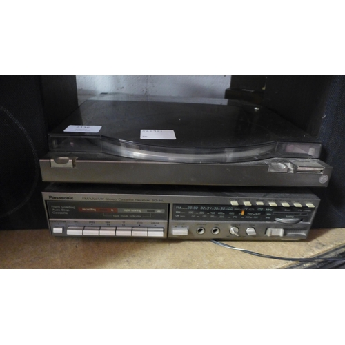 2136 - Panasonic stereo equipment including an SL-N5 DC servo/automatic turntable record player, an SG-14L ... 