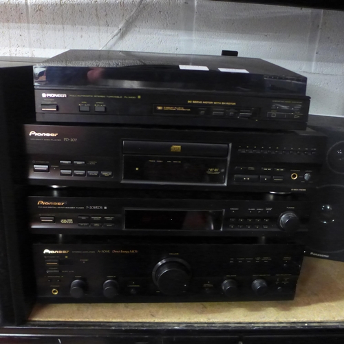 2137 - A quantity of Pioneer stereo equipment including a PL-X430 full automatic stereo turntable record pl... 