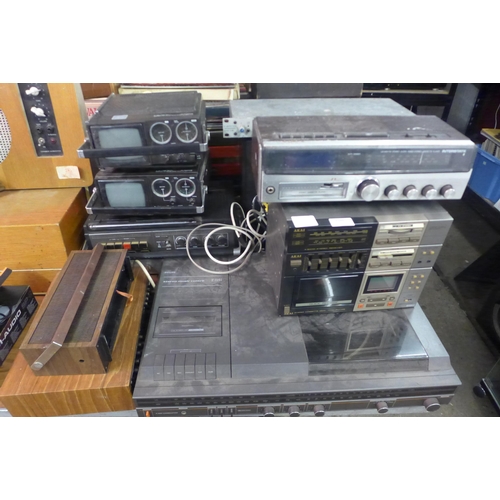 2146 - A quantity of radio and stereo equipment including two Crown model STV-525R portable TV/FM-AM 2-band... 