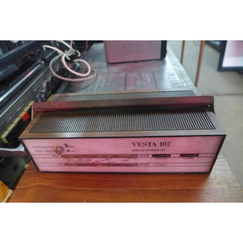 2146 - A quantity of radio and stereo equipment including two Crown model STV-525R portable TV/FM-AM 2-band... 