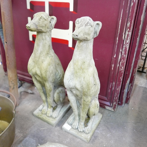 283 - A pair of concrete garden figures of seated greyhounds